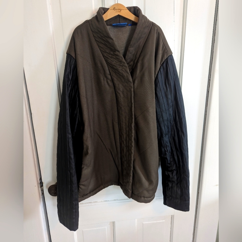 Simply Vera Faux Leather sleeved shacket